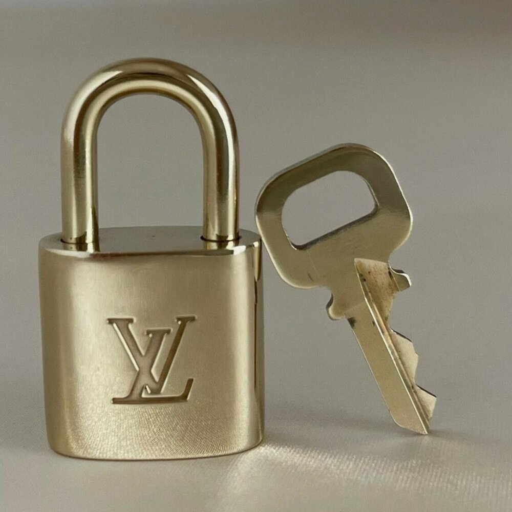 Louis Vuitton Gold Padlock and Key Set